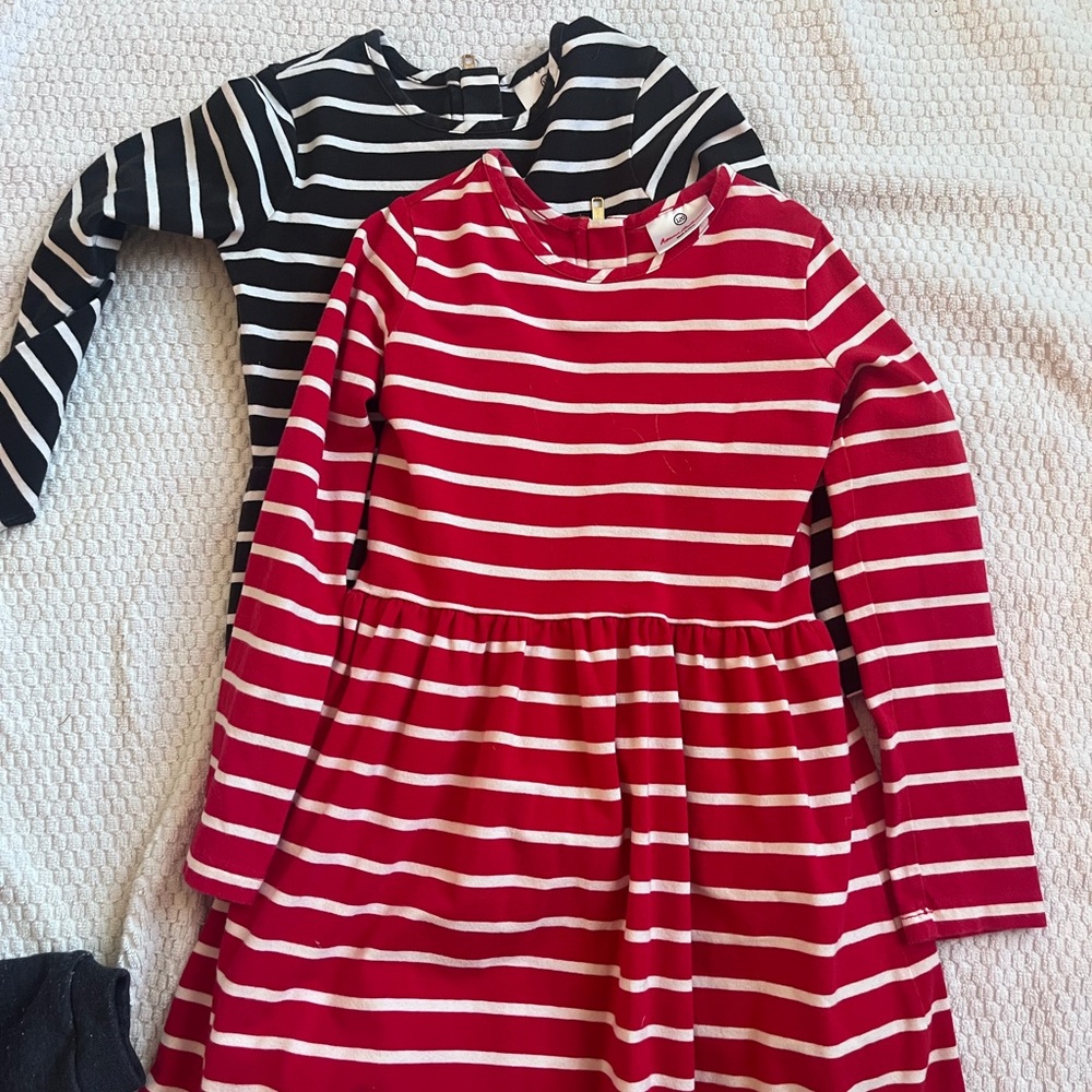 Hanna Andersson Red and Black Striped Dresses